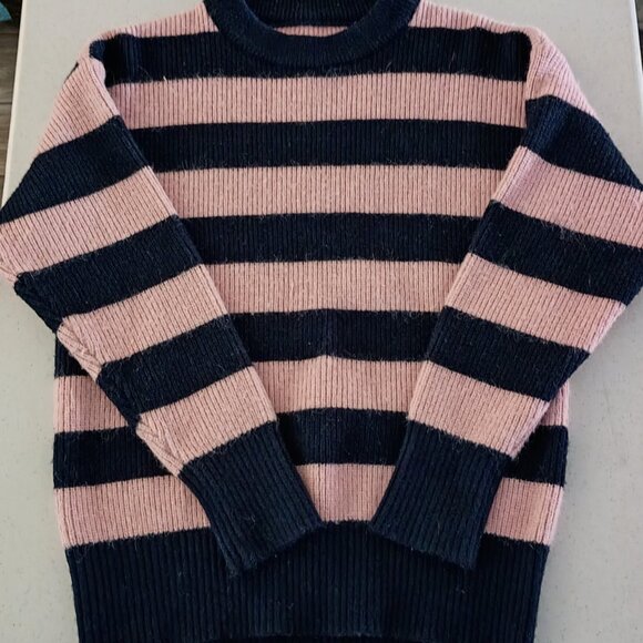 Chunky Black & Pink Striped Ribbed Sweater – Medium - Picture 3 of 12